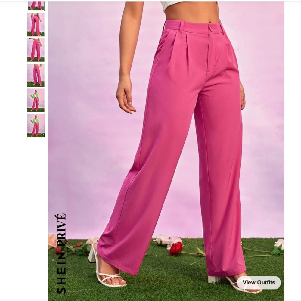 SHEIN Privé High Waist Fold Pleated Suit Pants